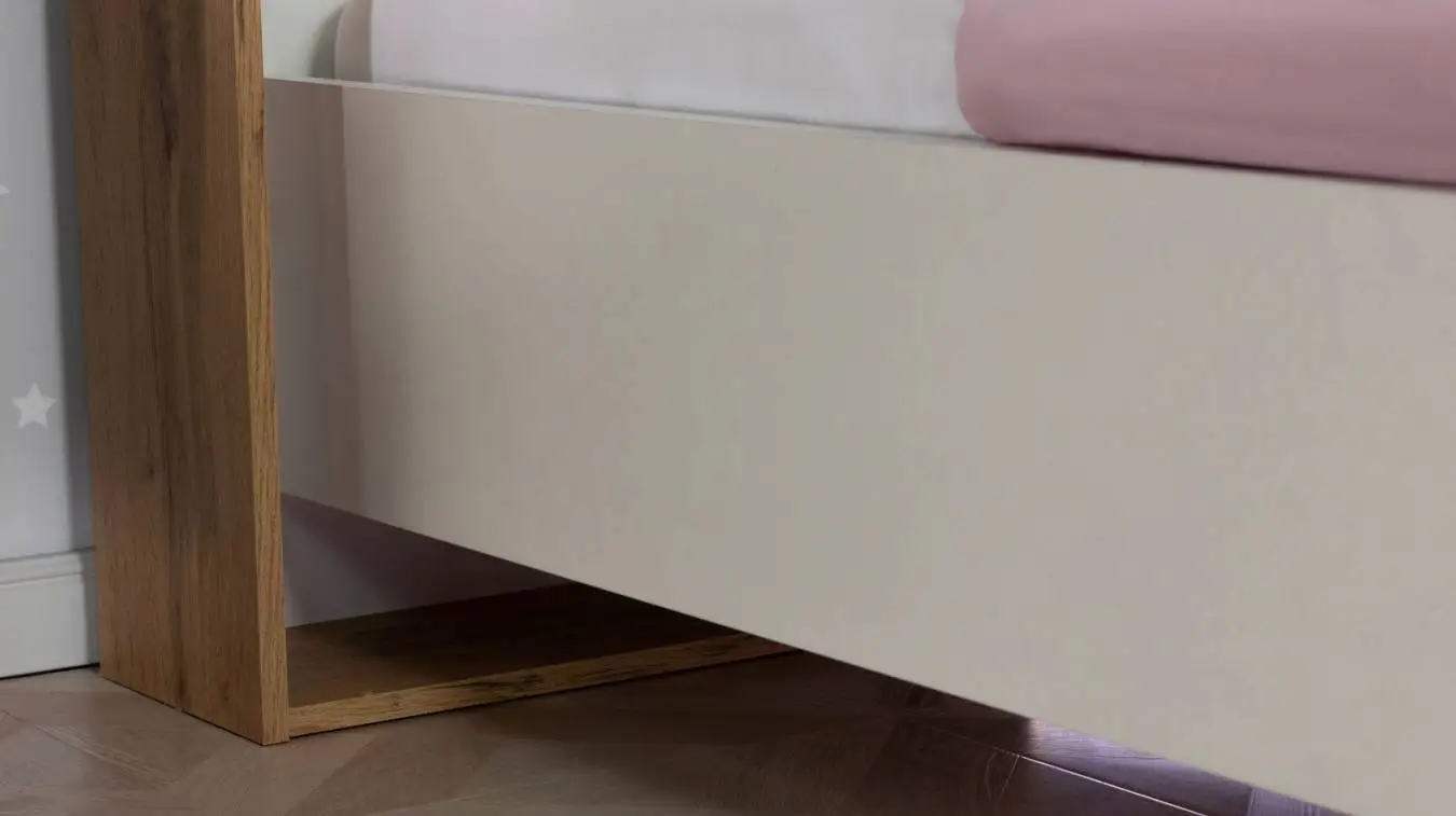 Детская кровать Nicky, цвет: Белый премиум + Дуб Натюрель + Розовый декор фото - 5 - большое изображение