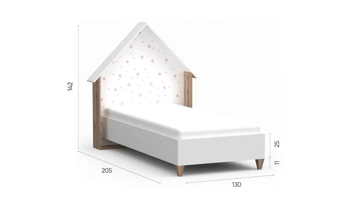 Детская кровать Nicky, цвет: Белый премиум + Дуб Натюрель + Розовый декор фото - 9 - большое изображение