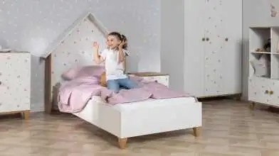 Детская кровать Nicky, цвет: Белый премиум + Дуб Натюрель + Розовый декор фото - 6 - превью